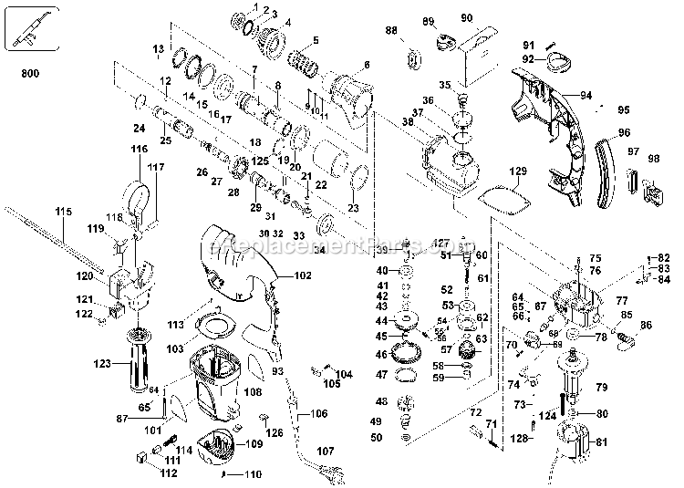 Black and Decker KD1001K-AR (Type 2) Rotary Hammer Power Tool Page A Diagram